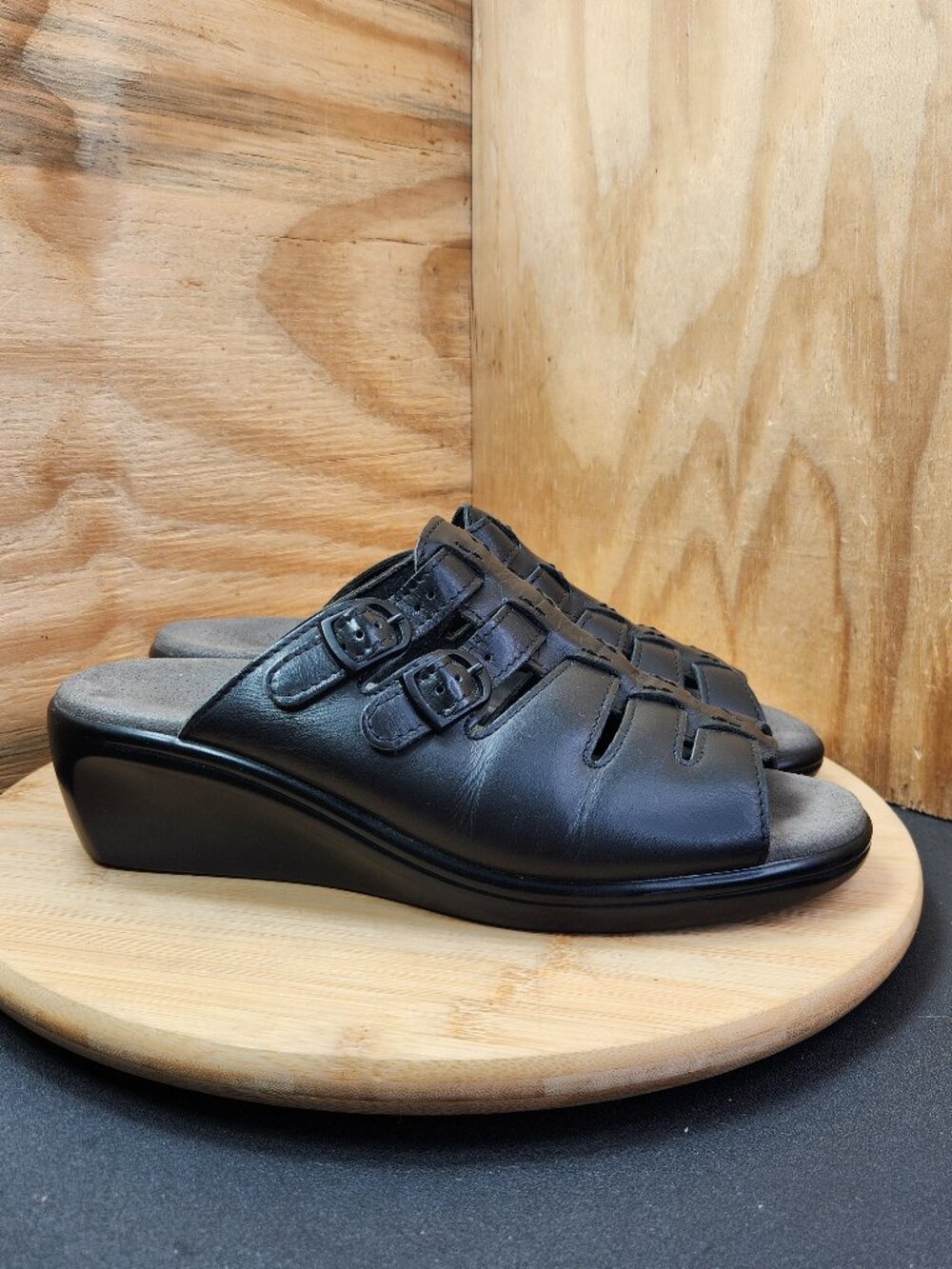 SAS Tripad Comfort Tango Leather Strap Wedge Slide Sandals